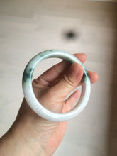 Load image into Gallery viewer, 58.8mm certified 100% Natural green/white with green floating flowers Jadeite Jade bangle AZ37-4365