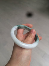 Load image into Gallery viewer, 58.8mm certified 100% Natural green/white with green floating flowers Jadeite Jade bangle AZ37-4365
