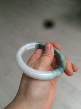 Load image into Gallery viewer, 58.8mm certified 100% Natural green/white with green floating flowers Jadeite Jade bangle AZ37-4365