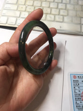 Load image into Gallery viewer, 56.5mm Certified 100% Natural Dark Green/Black Green Ink Painting (绿水墨) Round Cut Nephrite (Wulanhai 乌兰海碧玉) Bangle HN168-7315