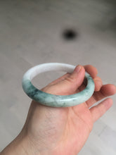 Load image into Gallery viewer, 58.8mm certified 100% Natural green/white with green floating flowers Jadeite Jade bangle AZ37-4365