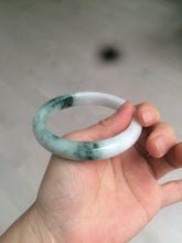 Load image into Gallery viewer, 58.8mm certified 100% Natural green/white with green floating flowers Jadeite Jade bangle AZ37-4365