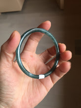 Load image into Gallery viewer, 59.5mm Certified Type A 100% Natural dark green/blue/gray Guatemala slim round cut Jadeite bangle PD177-2483