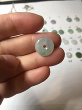 Load image into Gallery viewer, 12.5-13mm Type A 100% Natural icy watery green purple white yellow Jadeite Safety Guardian Button donuts pendant PF2