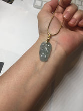 Load image into Gallery viewer, 100% natural type A icy watery light green blue gray Guatemala jadeite leaf pendant PD6