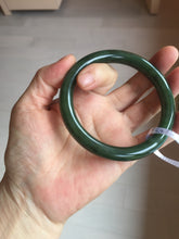 Load image into Gallery viewer, 60.4mm certified 100% Natural dark green/black nephrite Jade(碧玉) bangle HN11-1576