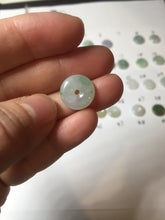 Load image into Gallery viewer, 12.5-13mm Type A 100% Natural icy watery green purple white yellow Jadeite Safety Guardian Button donuts pendant PF2