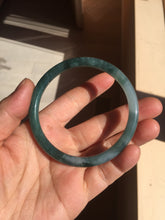 Load image into Gallery viewer, 57.6mm Certified Type A 100% Natural dark green blue gray black slim round cut Guatemala Jadeite bangle PJ5-4321
