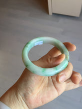 Load image into Gallery viewer, 55.8mm certified type A 100% Natural sunny green white flying flowers jadeite jade bangle AX129-5234