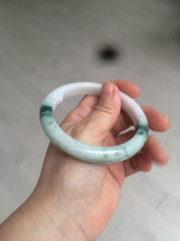 Load image into Gallery viewer, 58.8mm certified 100% Natural green/white with green floating flowers Jadeite Jade bangle AZ37-4365