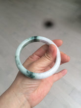 Load image into Gallery viewer, 58.8mm certified 100% Natural green/white with green floating flowers Jadeite Jade bangle AZ37-4365