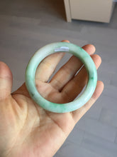 Load image into Gallery viewer, 55.8mm certified type A 100% Natural sunny green white flying flowers jadeite jade bangle AX129-5234