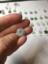 Load image into Gallery viewer, 12.5-13mm Type A 100% Natural icy watery green purple white yellow Jadeite Safety Guardian Button donuts pendant PF2