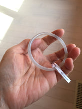 Load image into Gallery viewer, 52.5mm Certified 100% Natural icy gray (灰冰) slim round cut nephrite jade bangle HF125-9106