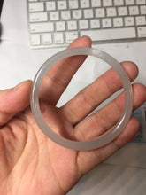 Load image into Gallery viewer, 54mm Certified 100% Natural Icy Watery Gray Very Light Smoky Purple (烟紫) round cut Nephrite Bangle HN230-9223
