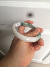 Load image into Gallery viewer, 58.8mm certified 100% Natural green/white with green floating flowers Jadeite Jade bangle AZ37-4365