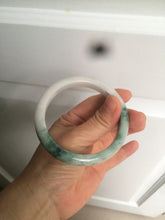 Load image into Gallery viewer, 58.8mm certified 100% Natural green/white with green floating flowers Jadeite Jade bangle AZ37-4365