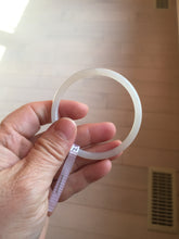 Load image into Gallery viewer, 52.5mm Certified 100% Natural icy gray (灰冰) slim round cut nephrite jade bangle HF127-9232