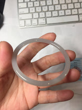 Load image into Gallery viewer, 54mm Certified 100% Natural Icy Watery Gray Very Light Smoky Purple (烟紫) round cut Nephrite Bangle HN230-9223