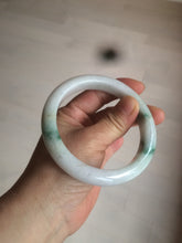 Load image into Gallery viewer, 60.6mm certified 100% Natural green/white with green floating flowers Jadeite Jade bangle AZ36-4373