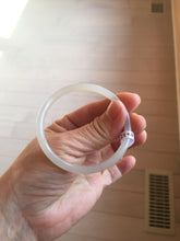 Load image into Gallery viewer, 52.5mm Certified 100% Natural icy gray (灰冰) slim round cut nephrite jade bangle HF127-9232