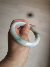 Load image into Gallery viewer, 60.6mm certified 100% Natural green/white with green floating flowers Jadeite Jade bangle AZ36-4373