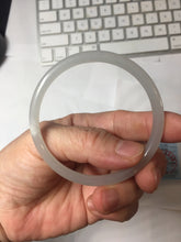 Load image into Gallery viewer, 54mm Certified 100% Natural Icy Watery Gray Very Light Smoky Purple (烟紫) round cut Nephrite Bangle HN230-9223