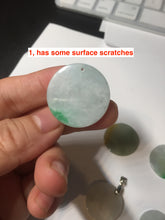 Load image into Gallery viewer, 100% Natural type A sunny green/yellow round Jadeite Jade safe and sound pendant group BP94