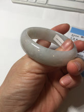 Load image into Gallery viewer, 47.5mm certified 100% natural Type A icy watery green white broad style oval jadeite jade bangle BK129-0267