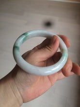 Load image into Gallery viewer, 60.6mm certified 100% Natural green/white with green floating flowers Jadeite Jade bangle AZ36-4373