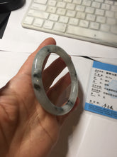 Load image into Gallery viewer, 56mm certificate 100% natural Type A white dark green ink painting (水墨) round cut jadeite jade bangle PC157-3144