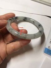 Load image into Gallery viewer, 56mm certificate 100% natural Type A white dark green ink painting (水墨) round cut jadeite jade bangle PC157-3144