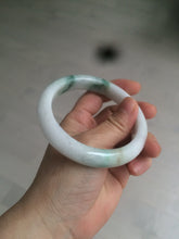 Load image into Gallery viewer, 60.6mm certified 100% Natural green/white with green floating flowers Jadeite Jade bangle AZ36-4373