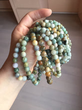 Load image into Gallery viewer, 6-8mm size 52-64mm 100% natural type A green/yellow/brown/black jadeite jade beads bracelet group BL133
