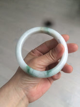 Load image into Gallery viewer, 60.6mm certified 100% Natural green/white with green floating flowers Jadeite Jade bangle AZ36-4373