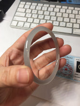 Load image into Gallery viewer, 54mm Certified 100% Natural Icy Watery Gray Very Light Smoky Purple (烟紫) round cut Nephrite Bangle HN230-9223