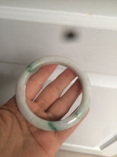 Load image into Gallery viewer, 60.6mm certified 100% Natural green/white with green floating flowers Jadeite Jade bangle AZ36-4373