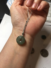 Load image into Gallery viewer, 14-15mm Type A 100% Natural dark green black gray(老油青) Jadeite Safety Guardian Button donuts pendant PD198