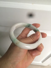 Load image into Gallery viewer, 60.6mm certified 100% Natural green/white with green floating flowers Jadeite Jade bangle AZ36-4373