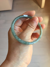 Load image into Gallery viewer, 56.4mm Type A 100% Natural Light Green/Gray/Black/Brown “Reed Flowers & Snow” Guatemala Slim Round Cut Jadeite Bangle PJ125-1413