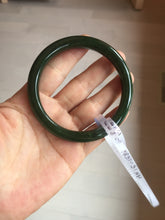 Load image into Gallery viewer, 60.8mm certified 100% Natural dark green/black nephrite Jade(碧玉) bangle HN15-1586