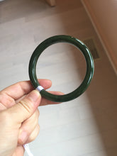 Load image into Gallery viewer, 60.8mm certified 100% Natural dark green/black nephrite Jade(碧玉) bangle HN15-1586