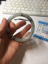 Load image into Gallery viewer, 56mm certificate 100% natural Type A white dark green ink painting (水墨) round cut jadeite jade bangle PC157-3144
