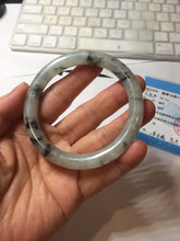 Load image into Gallery viewer, 56mm certificate 100% natural Type A white dark green ink painting (水墨) round cut jadeite jade bangle PC157-3144