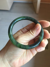 Load image into Gallery viewer, 56.5mm Certified 100% Natural Dark Green/Black Green Ink Painting (绿水墨) Round Cut Nephrite (Wulanhai 乌兰海碧玉) Bangle HN168-7315