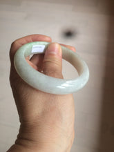 Load image into Gallery viewer, 55mm certified type A 100% Natural light green/white jadeite jade bangle AE66-6537