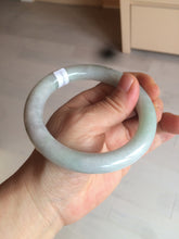 Load image into Gallery viewer, 60mm Certified Type A 100% Natural sunny green/white/purple chubby round cut Jadeite Jade bangle BF3-0028