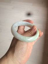 Load image into Gallery viewer, 55mm certified type A 100% Natural light green/white jadeite jade bangle AE66-6537