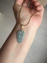 Load image into Gallery viewer, 100% natural type A icy watery light green blue gray Guatemala jadeite leaf pendant PD6