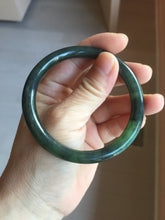 Load image into Gallery viewer, 57.6mm Certified 100% Natural Dark Green/Black Green Ink Painting (绿水墨) Round Cut Nephrite (Wulanhai 乌兰海碧玉) Bangle HN169-7335